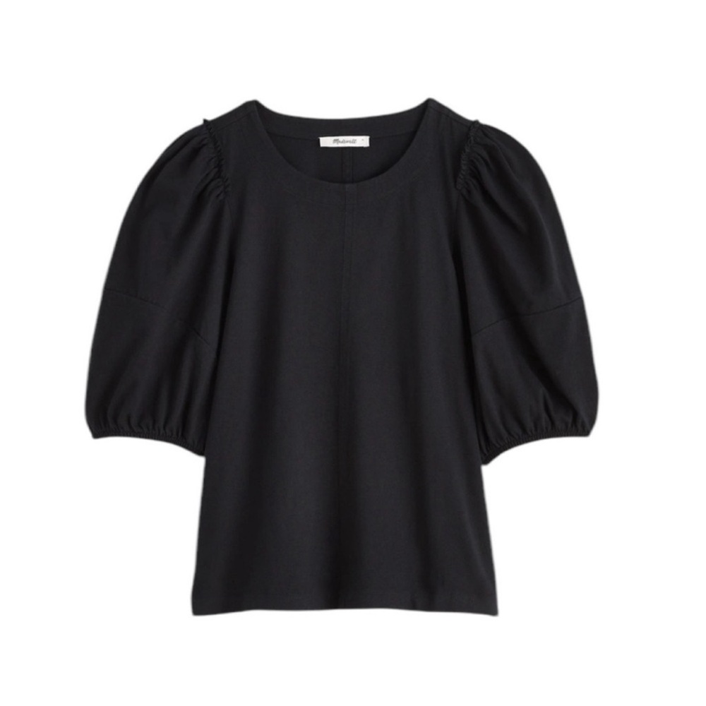 Madewell Short Puff-Sleeve Tee in Jet Black